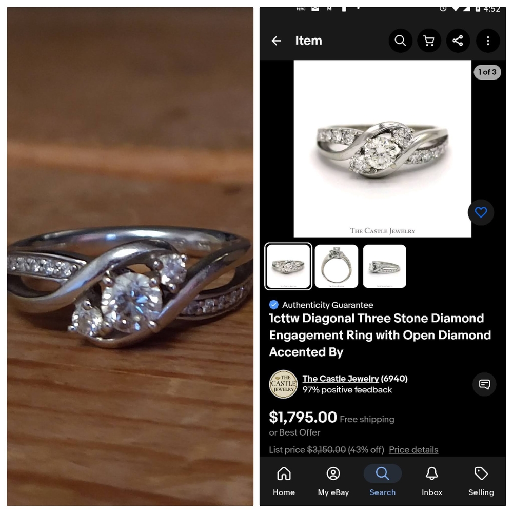Modern Silver Engagement/Wedding Ring with Twisted Design and Brilliant Diamonds
